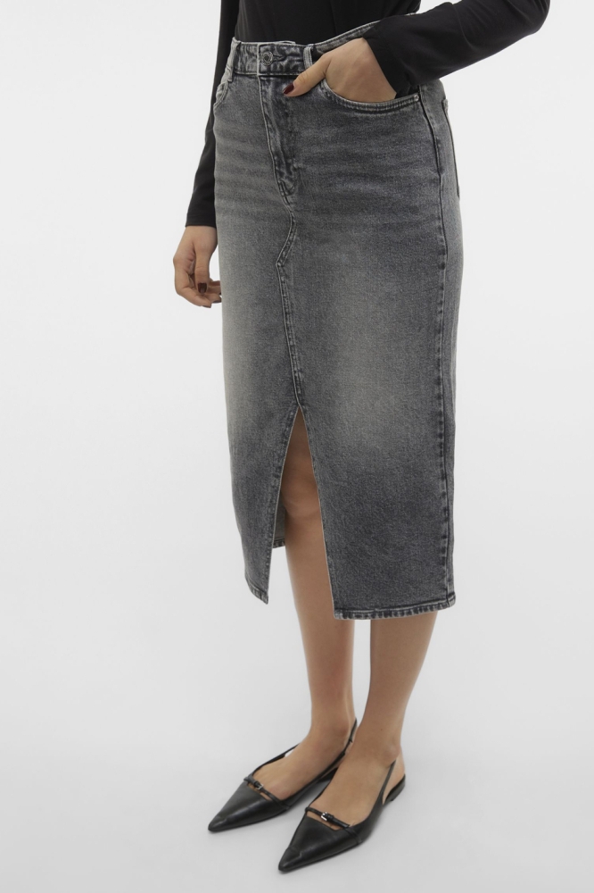 VMVERI HR CALF DENIM SKIRT GA MIX N 10295731 MEDIUM GREY DENIM